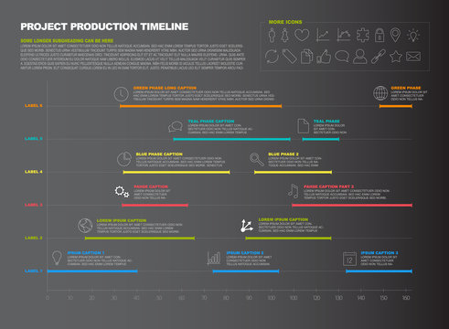 Vector dark project timeline graph - gantt progress chart