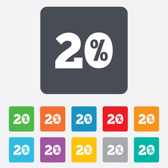 20 percent discount sign icon. Sale symbol.