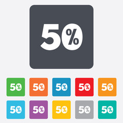 50 percent discount sign icon. Sale symbol.
