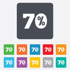 70 percent discount sign icon. Sale symbol.