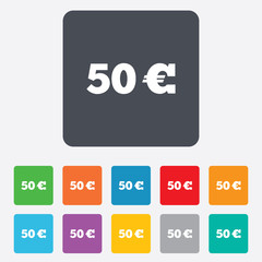 50 Euro sign icon. EUR currency symbol.
