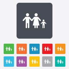 Complete family with one child sign icon.