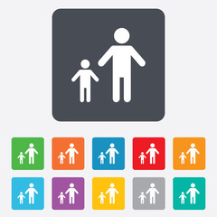 One-parent family with one child sign icon.