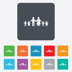 Complete large family with many children sign.