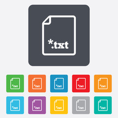 Text file icon. Download txt doc button.