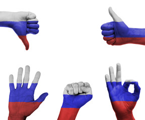 Hand set with the flag of Russia