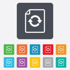 File document refresh icon. Reload doc symbol.