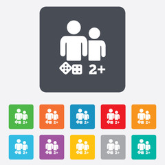 Board games sign icon. Two plus players symbol.