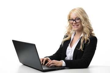 woman working on laptop