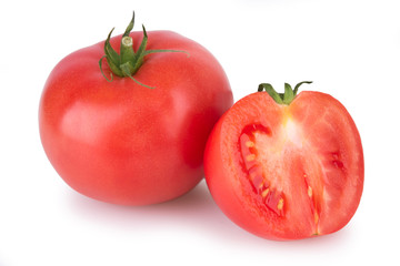 two ripe red tomato