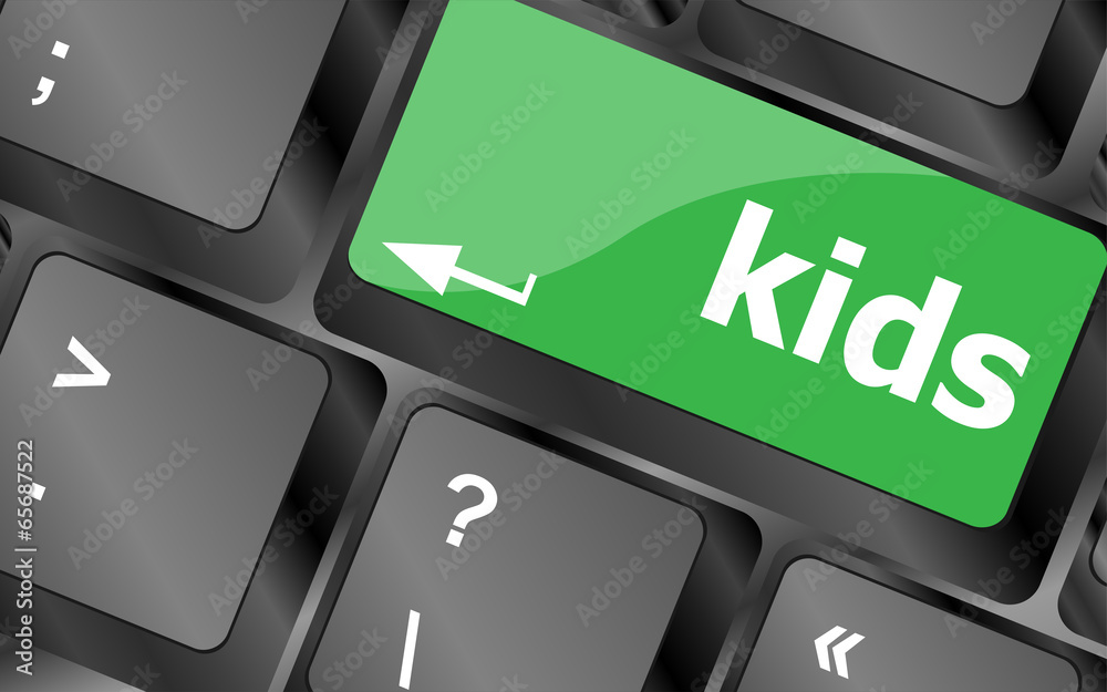 Poster kids key button in a computer keyboard