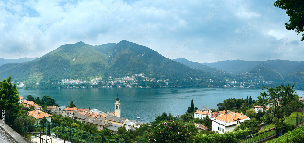 Poster Lake Como (Italy) summer panorama.