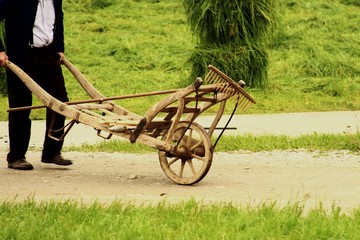 alter mann mit holzschubkarre I