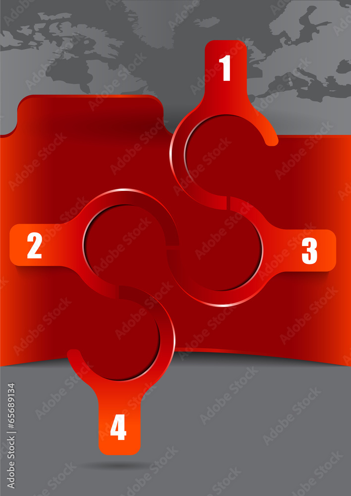 Aufkleber abstract background with four steps and continents