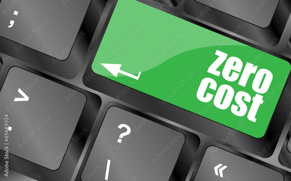 Poster zero cost button on computer keyboard key