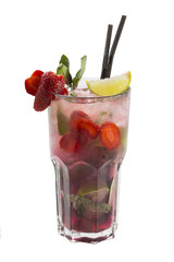 alcoholic cocktail in a glass glass on a white background