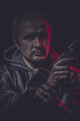 Agent, Assassin, man with black coat and gun