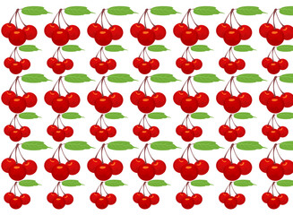 Cherry fruit pattern on a white background