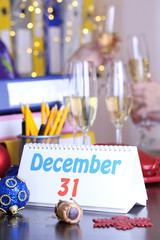 New Year party at office close-up