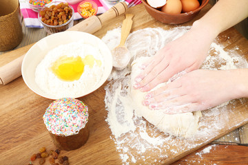 Easter cake preparing in kitchen