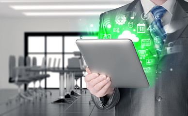 Business man using tablet PC