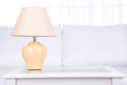 Lamp On Coffee Table In Room