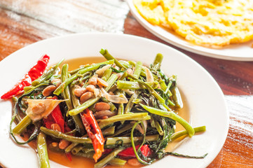 Stir feied water spinach, Thai food
