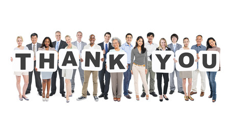 Multi-Ethnic Group Of Diverse People Holding Thank You