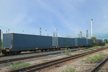 Fototapeta na wymiar Freight train into industry zone for Logistic Import Export bac