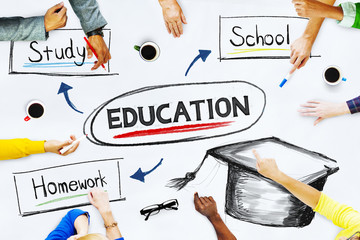 Business People Pointing to Education Concepts