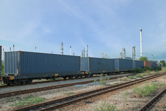 Freight train into industry zone  for Logistic Import Export bac