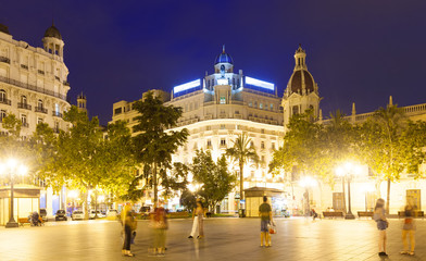 Fototapeta na wymiar city street in night. Valencia, Spain