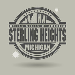 Stamp or label with text Sterling Heights, Michigan inside
