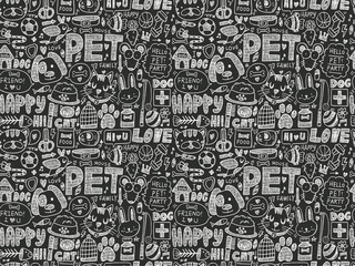 seamless doodle pet pattern
