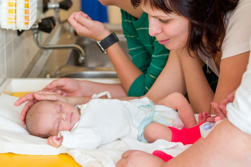 Obraz na płótnie Canvas sleeping newborn baby in the hospital