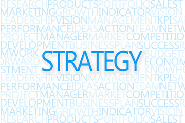 Strategy and vision concept with popular words from business lan