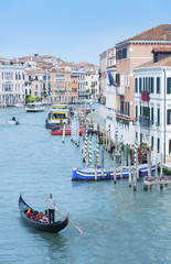 Gondolas floating in the Grand Canal, Venice, Italy