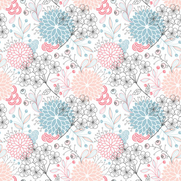 Fototapeta Seamless floral pattern