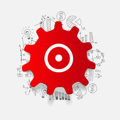 Obraz premium Drawing business formulas: cogwheel