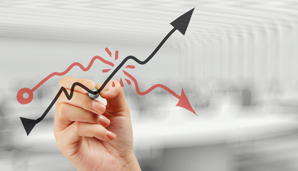 hand drawing graph chart and business strategy as concept