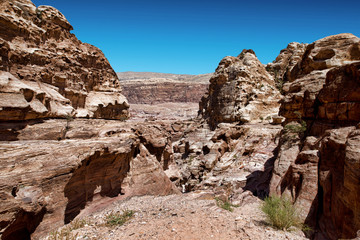 Fototapeta na wymiar Beautiful red rock formations in Petra