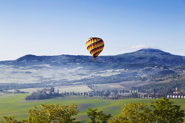 Italy. Tuscany. Landscape with a balloon