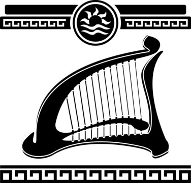 ancient harp. stencil. vector illustration