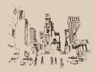 New York city engraving  vector illustration