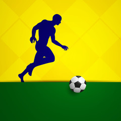Fototapeta na wymiar Vector Illustration of a Soccer Background with Brazil Colors