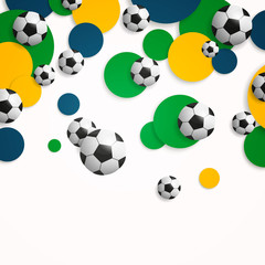 Vector Illustration of a Soccer Background with Brazil Colors
