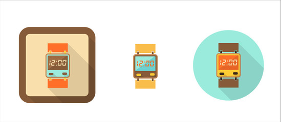 digital watch, simple retro icon in flat style