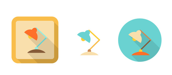 lamp, simple retro icon in flat style