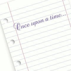 Once upon a time - frase escrita numa folha de papel para início de uma história ou conto