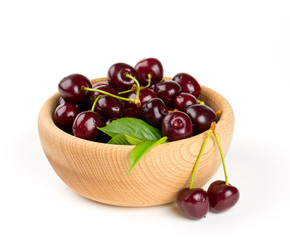 cherry in a wooden bowl